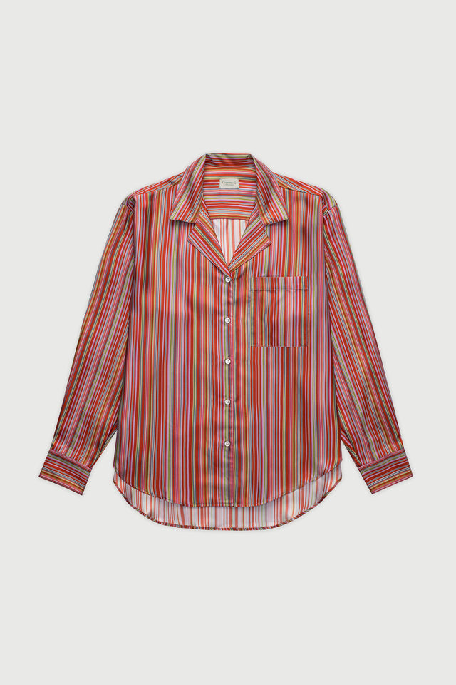 Notched Collar Shirt, Silk Twill